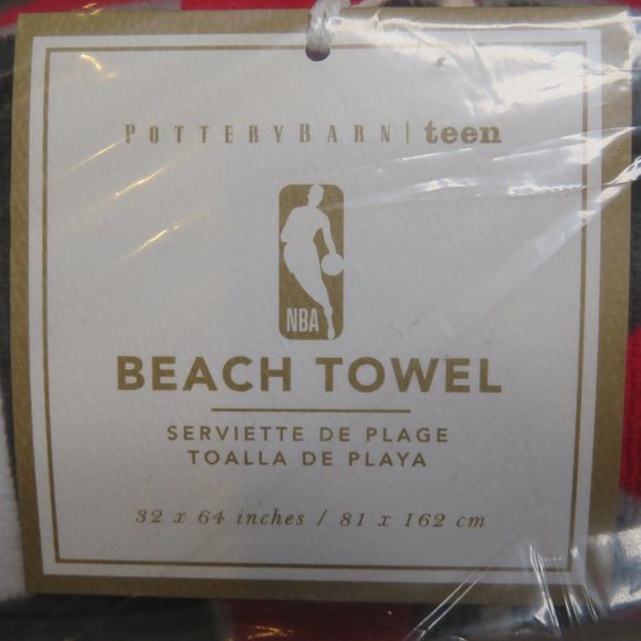 Pottery Barn Houston Rockets NBA Pool Beach Towel NWT Black 32" x 64" New - Picture 3 of 4